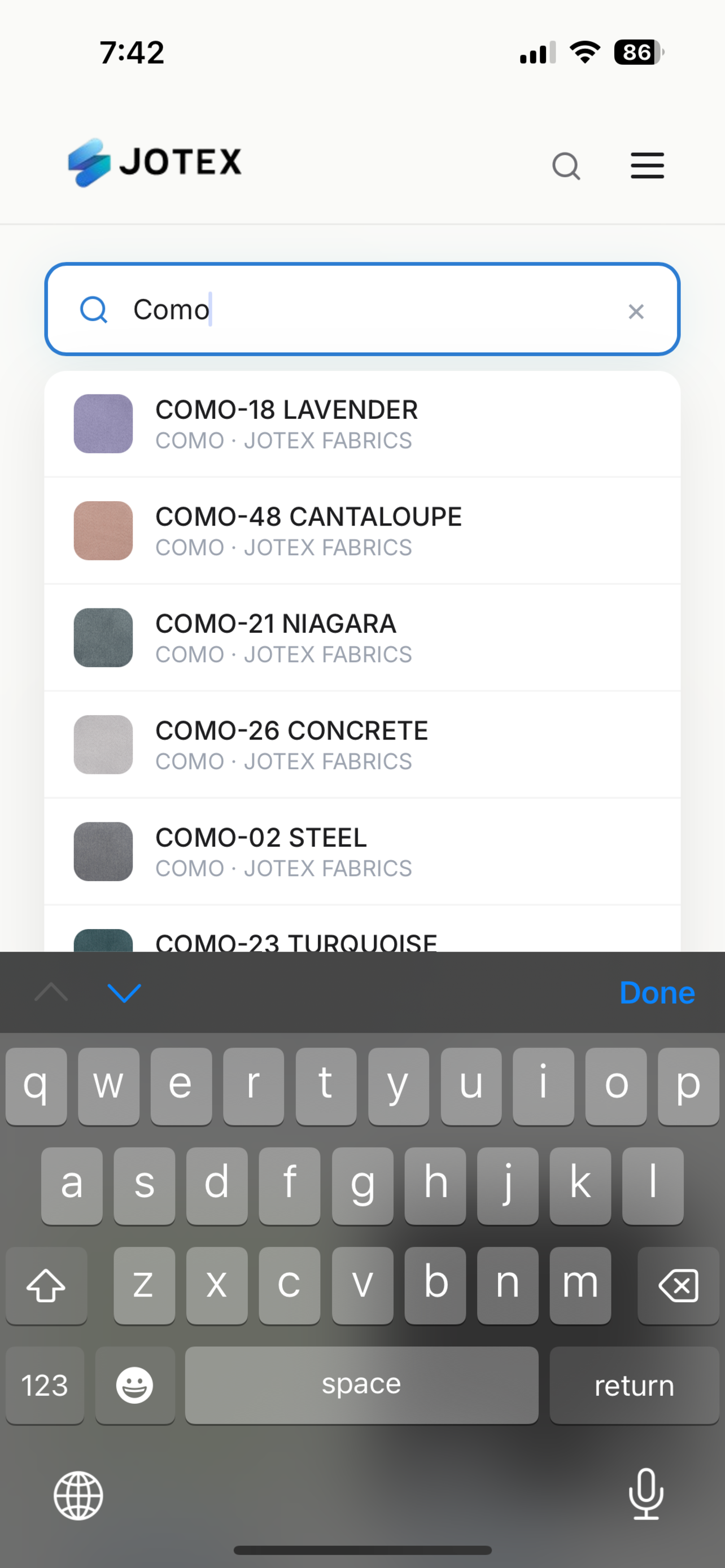 JOTEX Fabrics screenshot 4