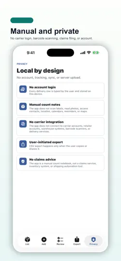 Capture d'écran de Delivery Item Count Pad sur iPhone 5