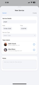Worship Schedule screenshot