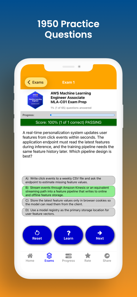 AWS Machine Learning Exam screenshot 3