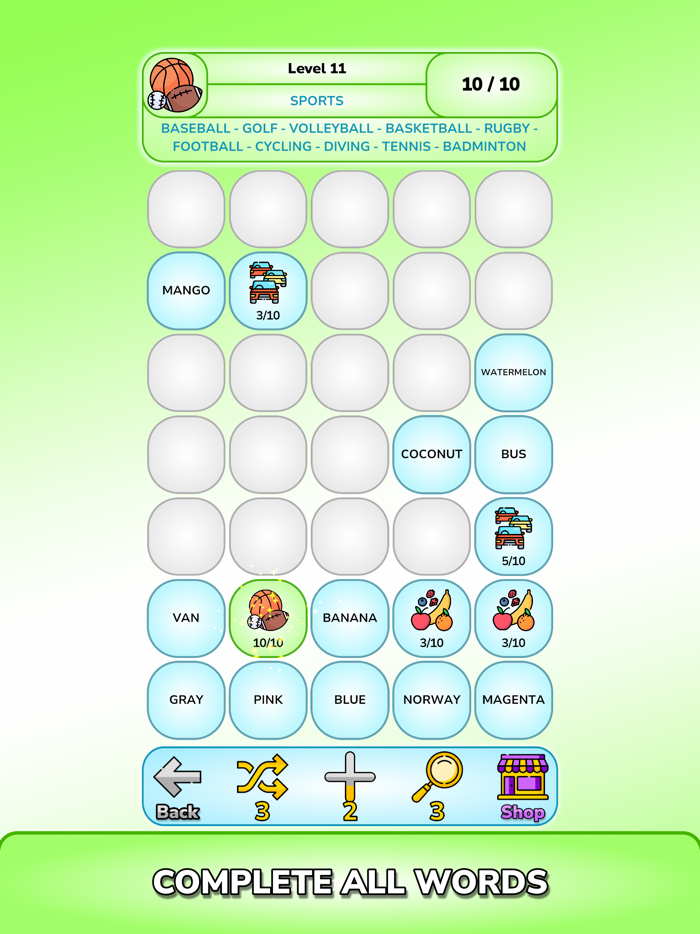 Tangle Words Word Search Game