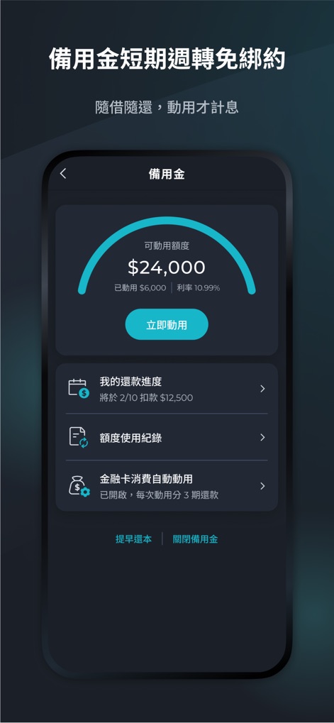 Richart - The app presents its short-term cash advance feature, detailing available limits and tracking repayment progress for convenience.