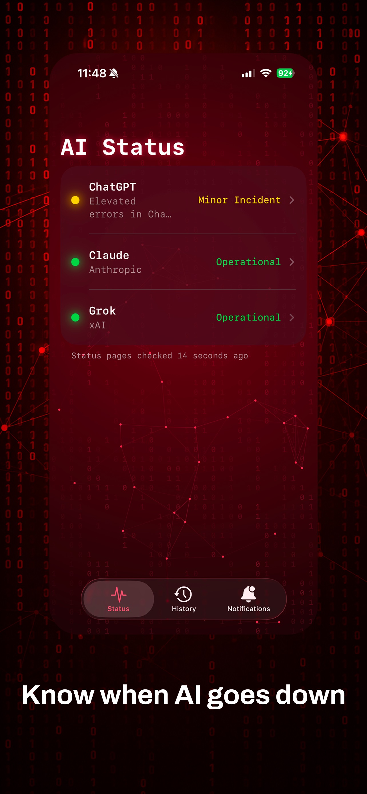 Screenshot 1 of AI Status Alerts