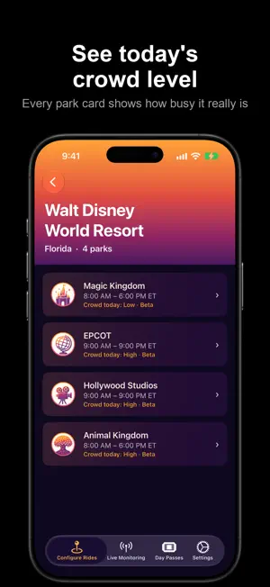 RideAlert: Theme Park Waits screenshot 2