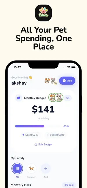 Pawly – Pet Expense Tracker screenshot 1