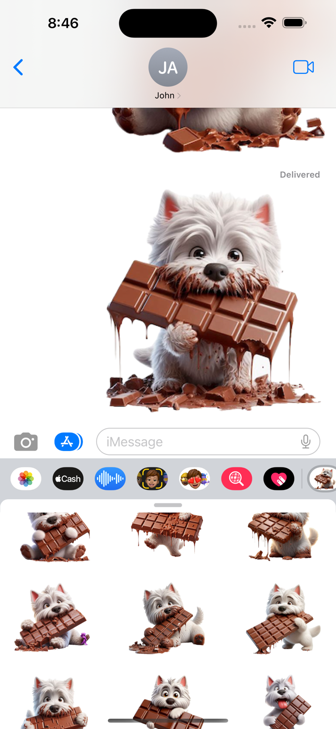 Chocolate Bar Westie Stickers
