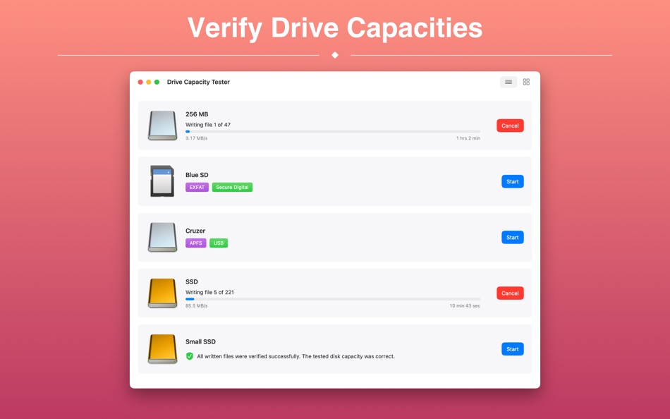 #2. Drive Capacity Tester (macOS) Podle: Sascha Simon