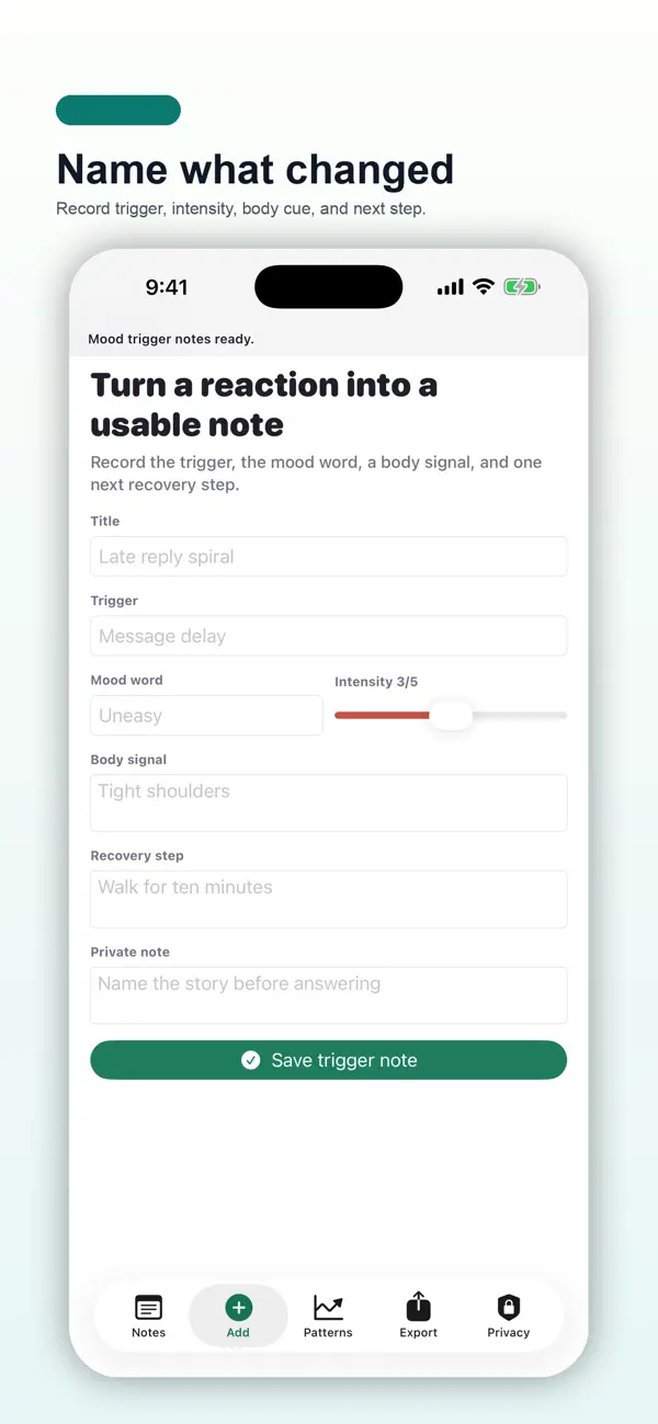 Screenshot #2 pour Mood Trigger Notes