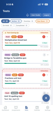 Homework Tracker App screenshot