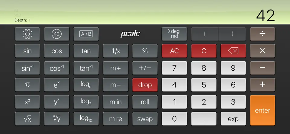 Screenshot von PCalc Lite auf dem iPhone 4