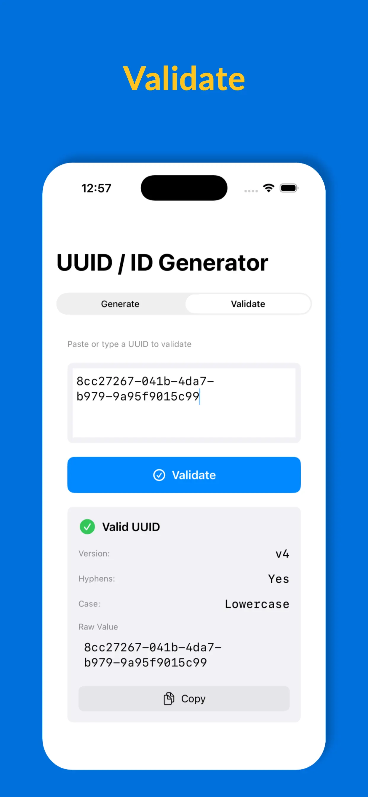 #3. UUID Generator & Validator (iOS) Ved: Marvin Krueger
