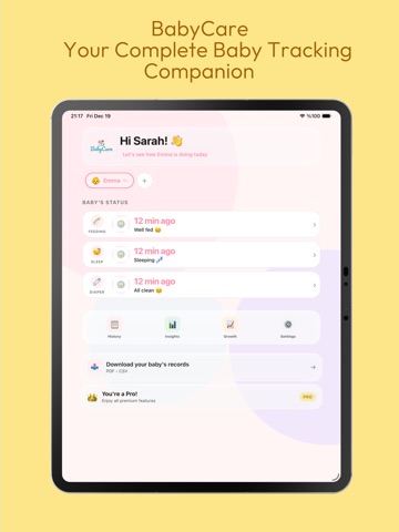 BabyCare: Baby Tracker Log iPad screenshot