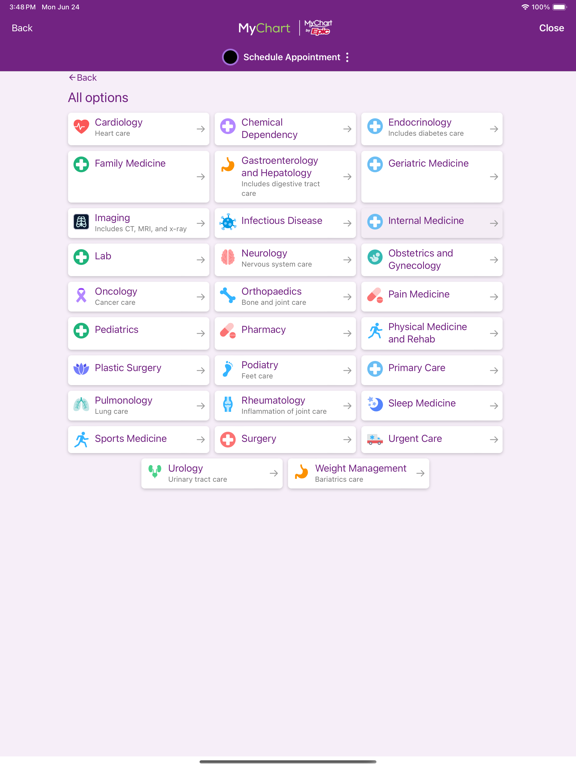 Trinity Health MyChart iPad screenshot 4 - Medical app