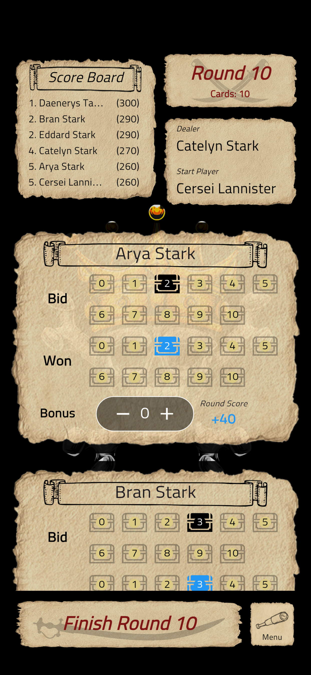 Skull King Score Calculator