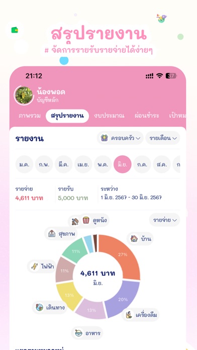 รายรับรายจ่าย น่ารัก -Moneypod Screenshot