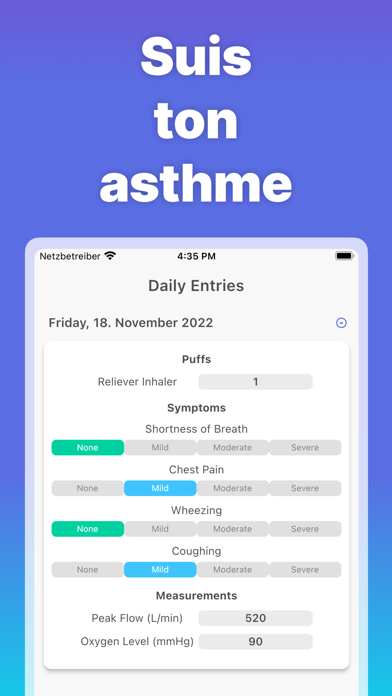Screenshot #1 pour Asthme Journal
