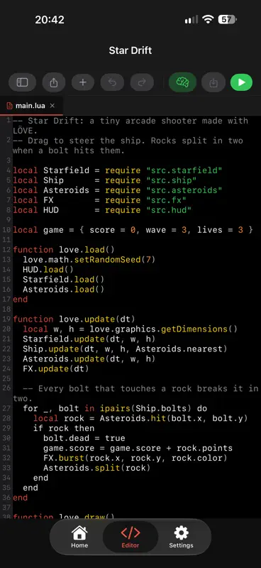 Love2D Launcher: Lua Game IDE screenshot 3 of 6