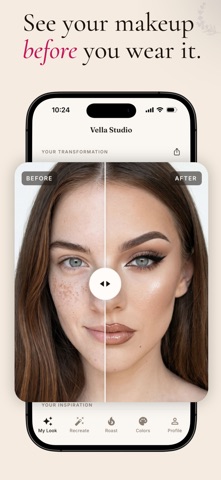 Vella Studio: AI Makeup Try-On iPhone screenshot