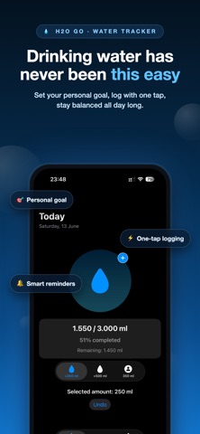 H2O Go – Quick Water Tracker Screenshot 1 of 6