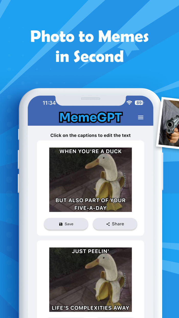 MemeGPT Meme Generator App