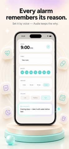 Audie: AI Voice Alarm Clock iPhone screenshot