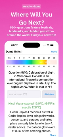 Dumb Units! Temperature Game screenshot