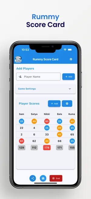 Rummy Score Card screenshot 1