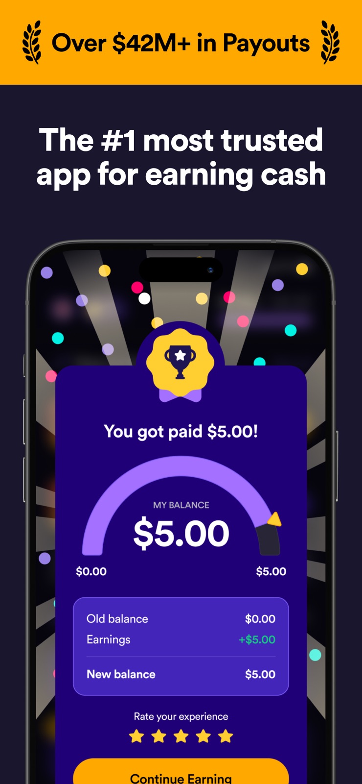 Survey Spin: Get paid cash! iphone screenshot 2