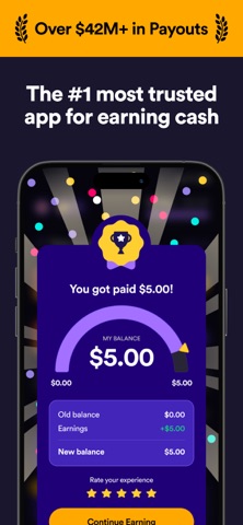 Survey Spin: Get paid cash! iPhone screenshot