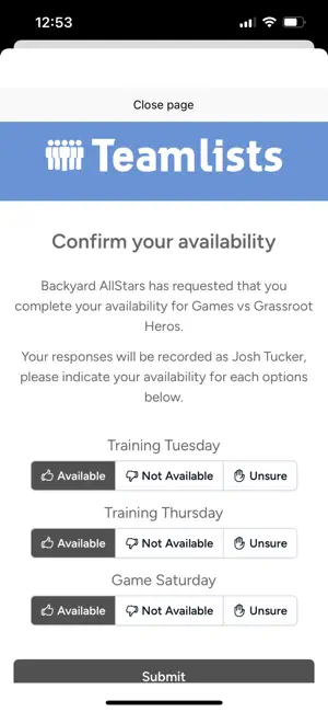 Teamlists screenshot 3