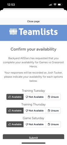 Teamlists screenshot