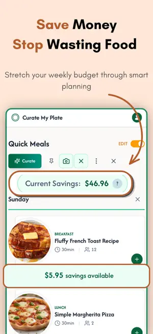 Curate My Plate - Meal Planner screenshot 1