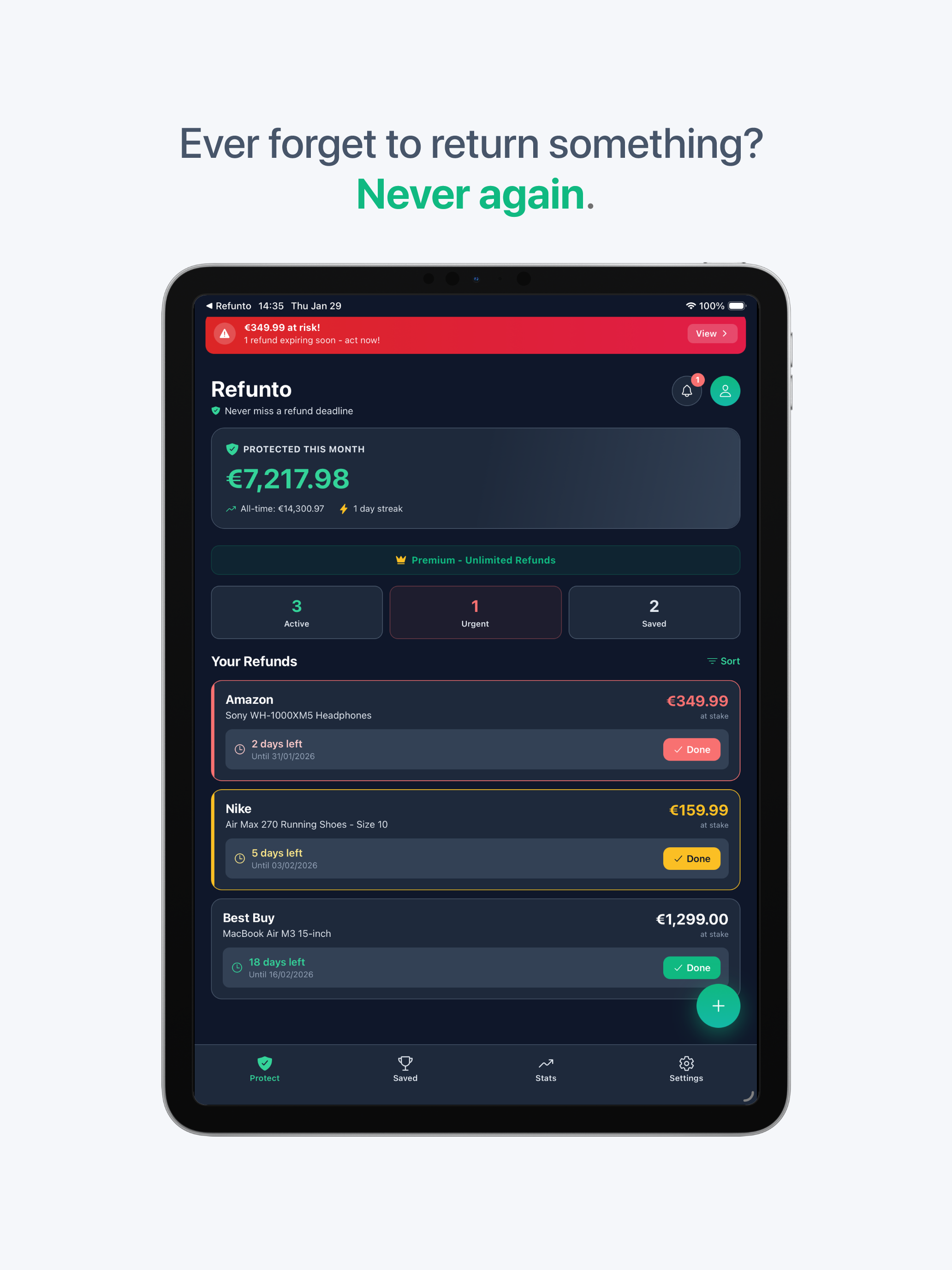 Refunto: Never Miss a Refund
