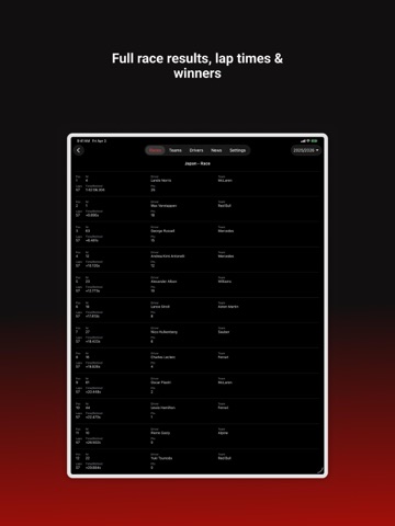 Formula Calendar 2026 iPad screenshot