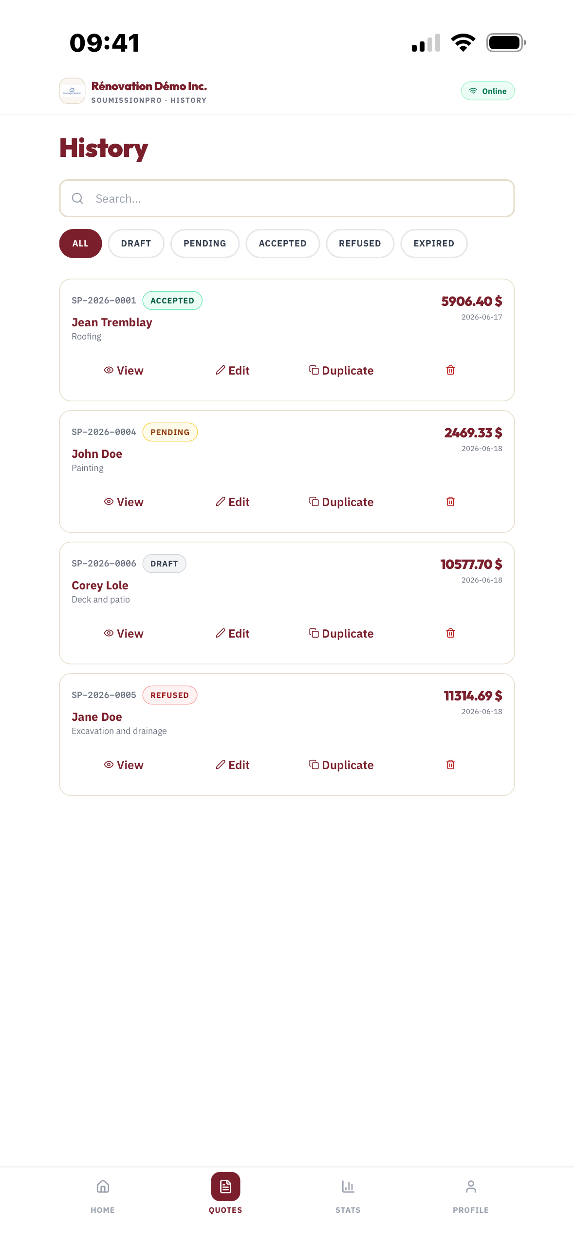 SoumissionPro screenshot 3