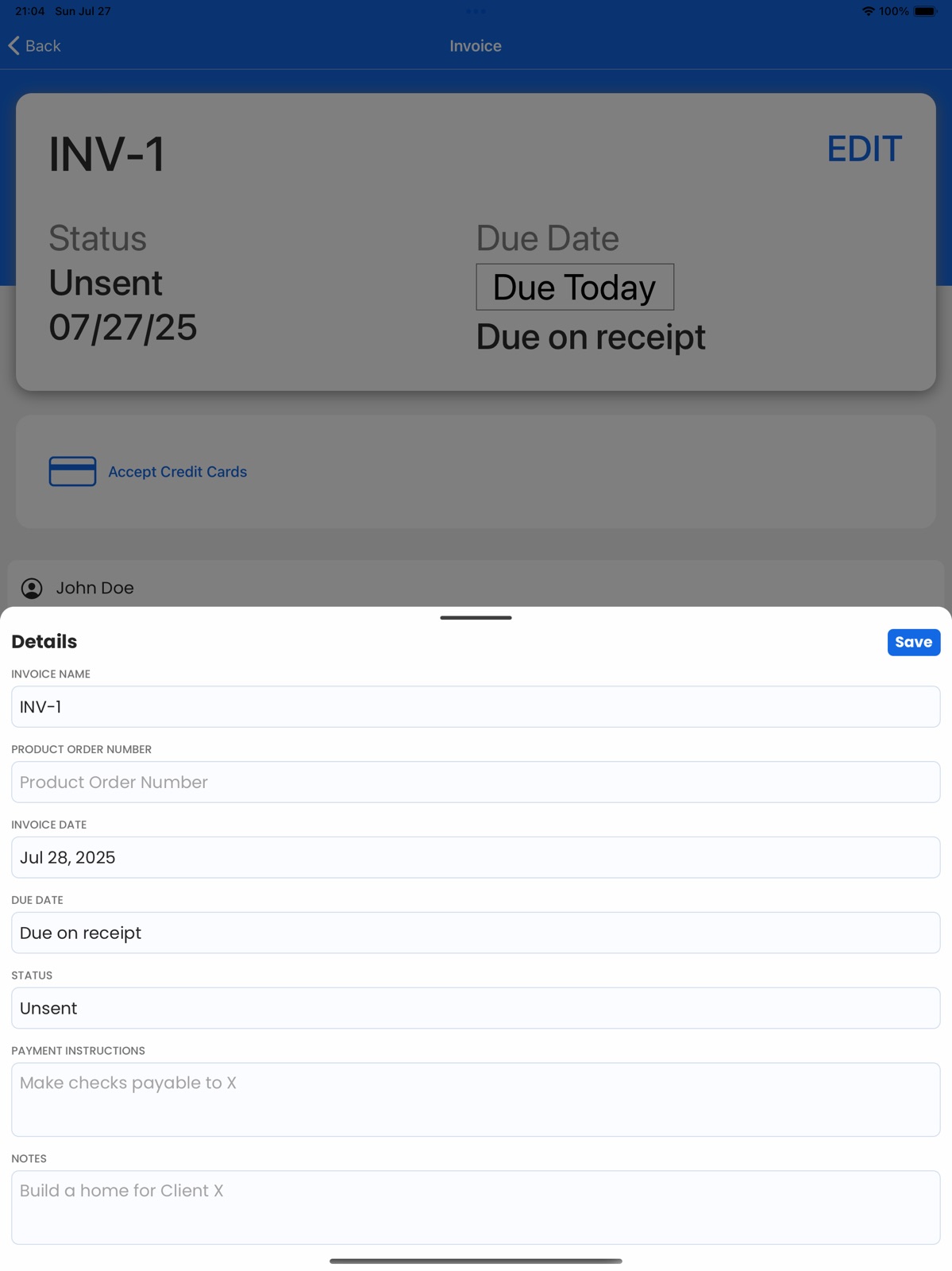 Invoice Maker by Easy Expense ipad screenshot 3