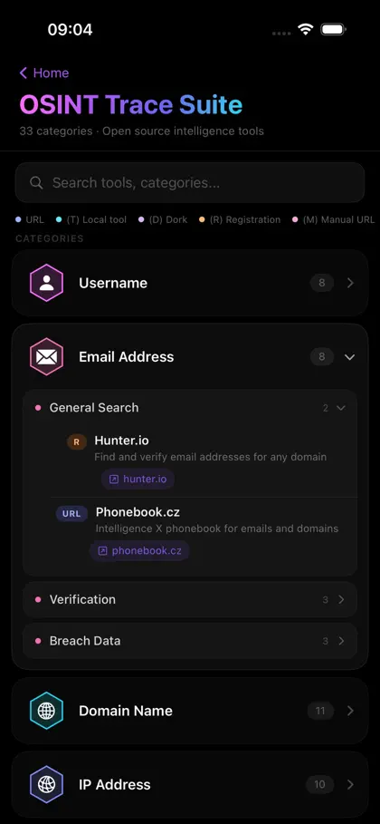Capture d'écran 3 sur 3 de OSINT Trace Suite