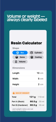 Resin Calculator: Epoxy Mix screenshot