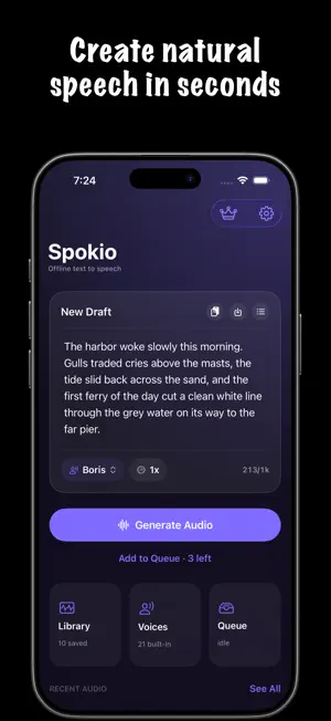 Spokio: Offline Text to Speech screenshot 1