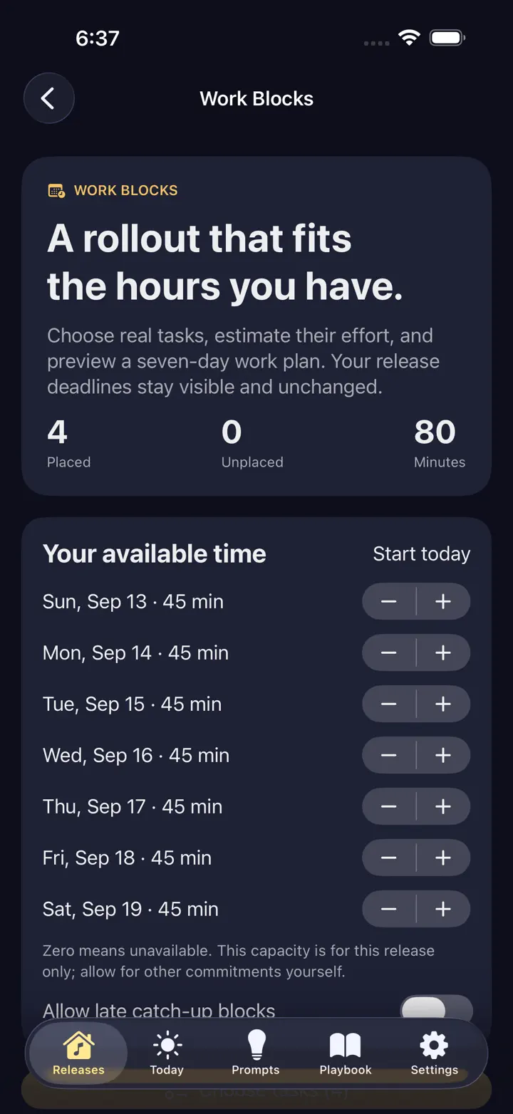 Droplark: Release Planner iPhone 6.7" screenshot 1: Music release rollout planner
