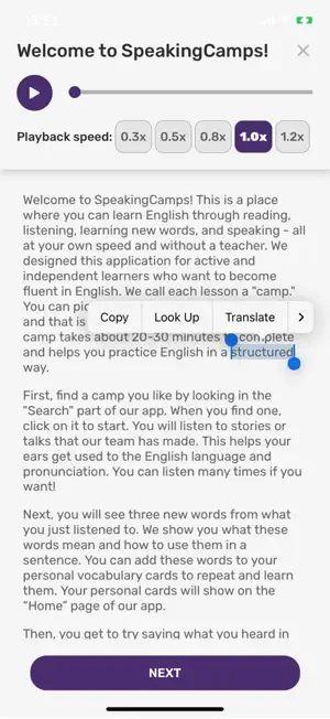 SpeakingCamps: English Fluency screenshot 2