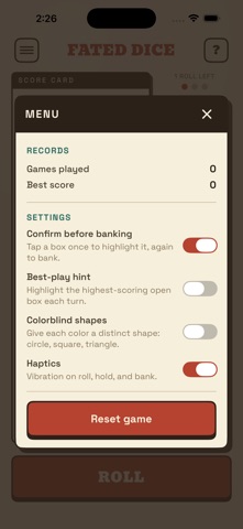 Fated Dice iPhone screenshot