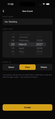 Countdown Bank iPhone screenshot