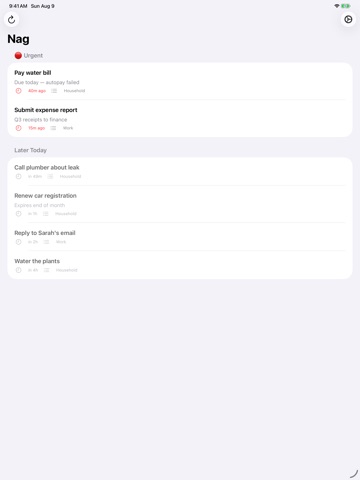 Nag: To Do List & Reminders iPad screenshot