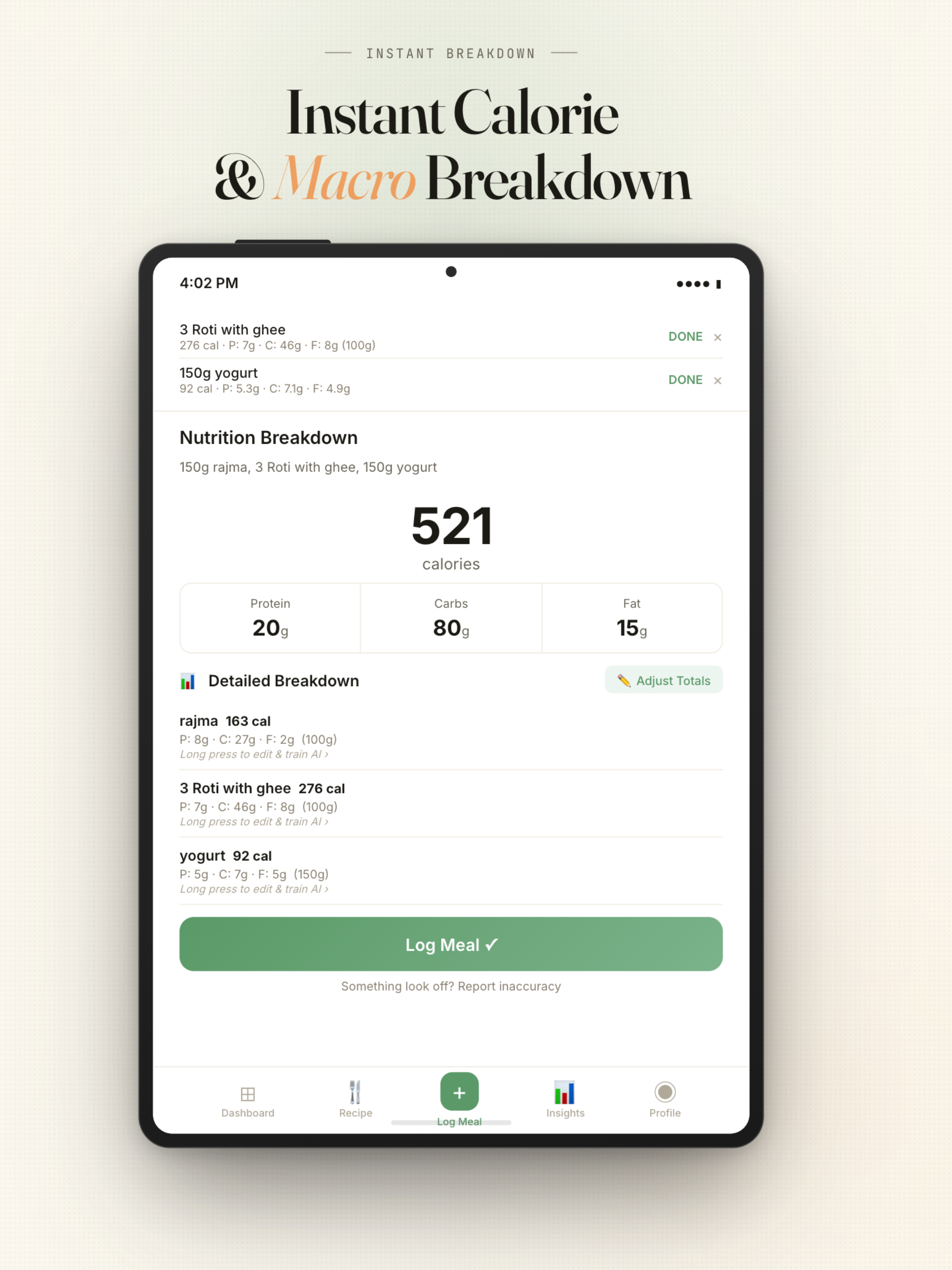 InsightBite:AI Calorie Tracker