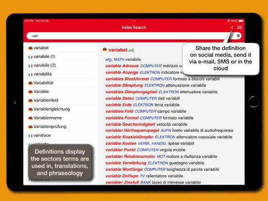 Technical Dictionary DE-IT iPad screenshot
