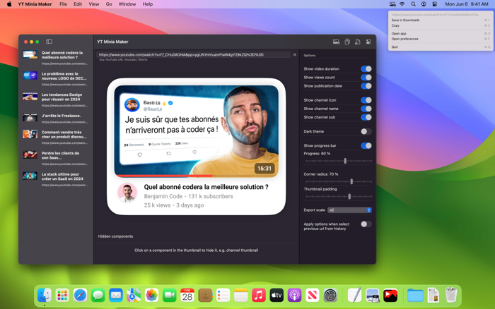 YT Minia Thumbnails from URL