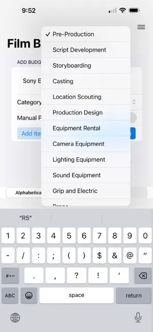 Film Budget Assistant screenshot 2