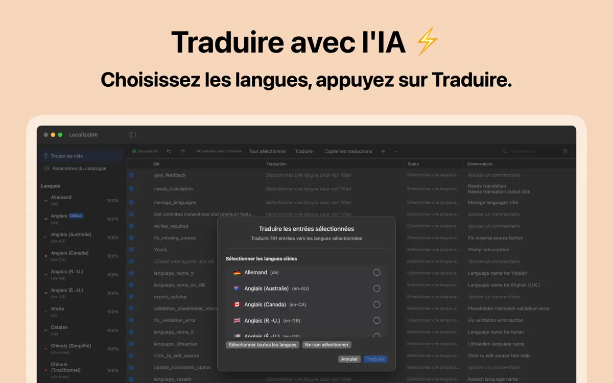 Xlocalize sur Mac : capture d’écran 3 sur 4