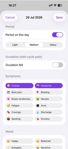 Mondra – Cycle Tracker Screenshot 3 of 5
